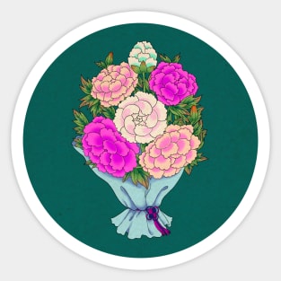 Minhwa: Peony Bouquet F Type (Korean traditional/folk art) Sticker